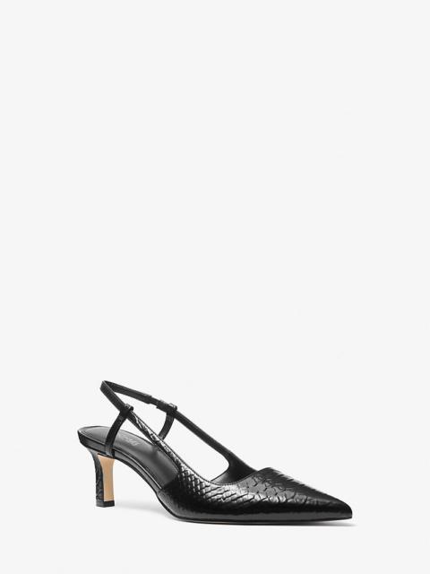 MICHAEL KORS Alora Snake Embossed Leather Slingback Pump