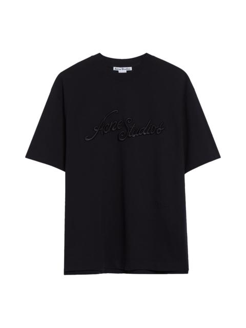 Acne Studios Acne Studios Tourist Logo Embroidered Cotton T-Shirt in Black at Nordstrom