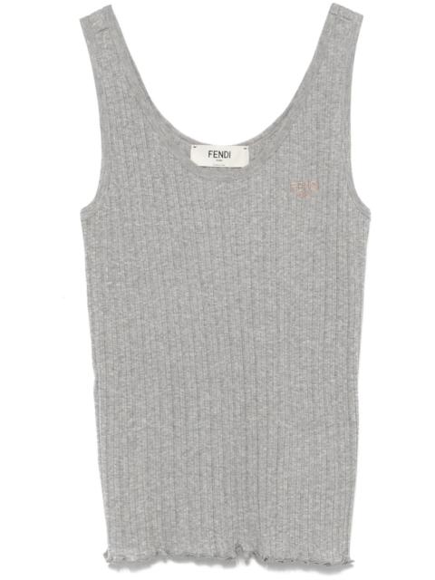 Fendi Women Ribbed Cotton Tank Top