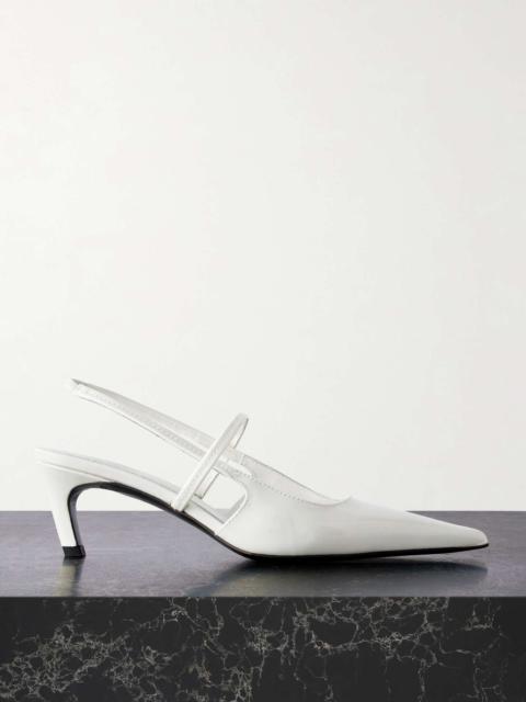 The Sharp cutout glossed-leather slingback pumps Off-white