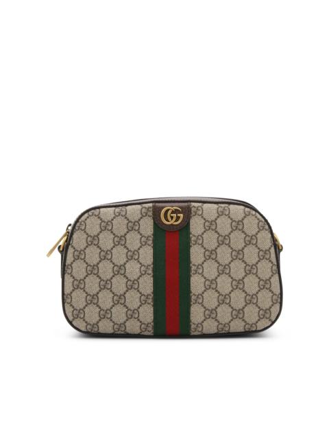 GUCCI EBONY LEATHER OPHIDIA GG SMALL SHOULDER BAG