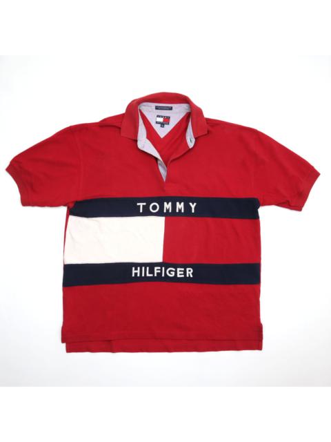 Other Designers Vintage - TOMMY HILFIGER Big Logo Flag Embroidered Polo Shirt