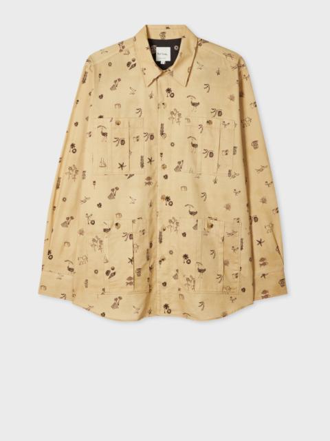Paul Smith Tan Oversized 'Travel' Print Safari Overshirt