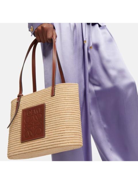 Loewe Loewe Anagram Medium Woven Raffia Leather Tote Bag – New