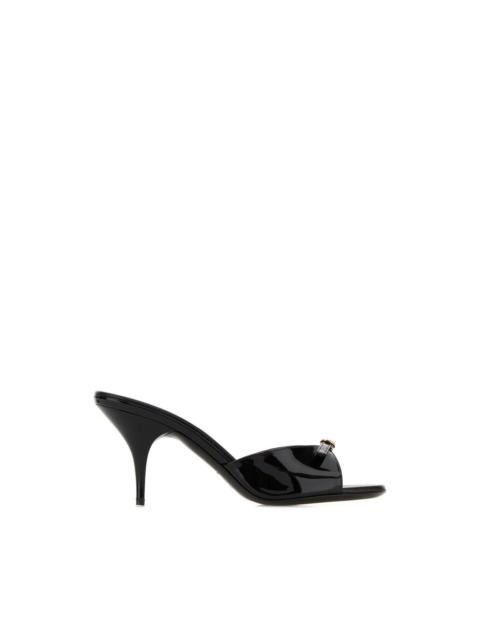 Miu Miu MIU MIU Black Leather 80mm Heel Mules New & Authentic (Women
