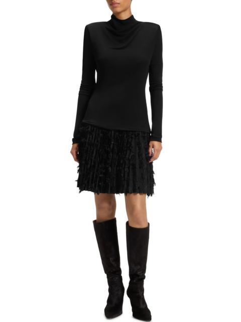 BOSS BOSS Ecicla Texture Turtleneck Long Sleeve Dress in Black at Nordstrom