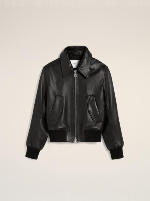AMI Paris LEATHER ZIPPED JACKET