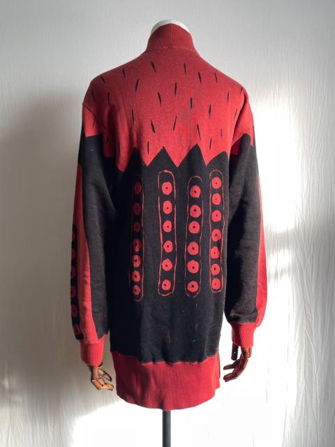 ISSEY MIYAKE Issey Miyake 1985 Scarlet Peak Red Distressed Sweatshirt