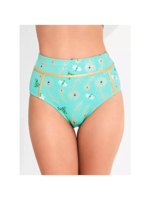 Disney Aladdin Jasmine Peacock Swim Bottoms Full Coverage Pull On Blue Gold XL