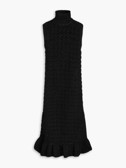 GANNI Metallic crocheted midi dress