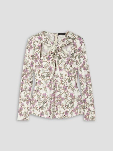 Isabel Marant Juliana twist-front cutout printed stretch-jersey blouse
