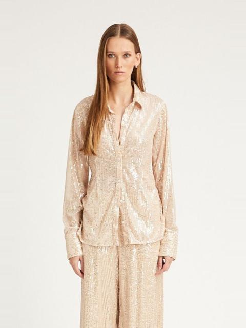 SPRWMN OFF WHITE SEQUIN FITTED BUTTON DOWN