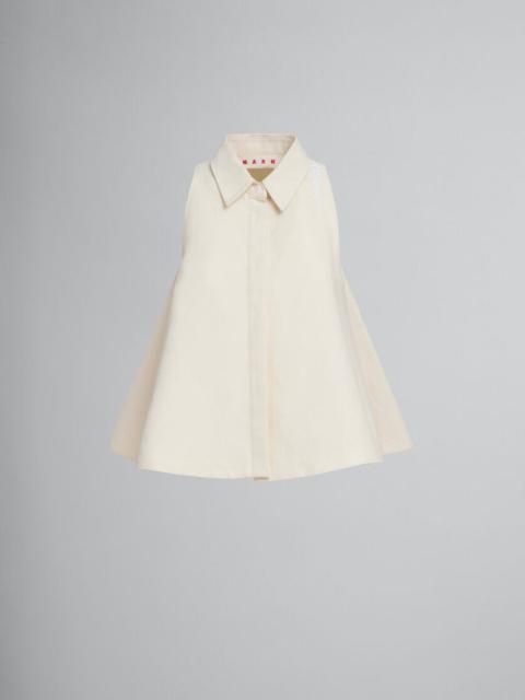 Marni Ivory Cotton Flared Shirt with Marni Symbol