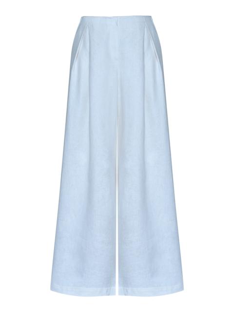 ANDRES OTALORA Naces Tu Wide-Leg Linen Pants light blue