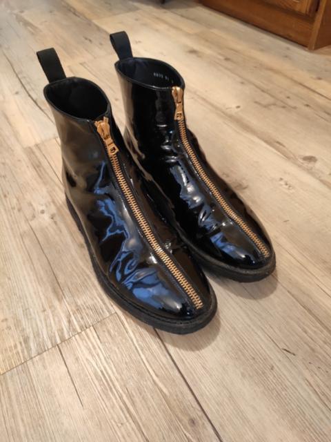 Other Designers Denis Simachev - Black polished leather front zip boots.Like Saint Laurent