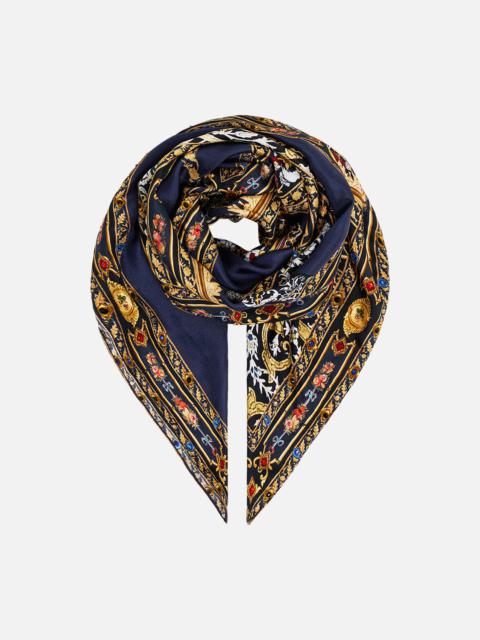 CAMILLA LARGE CRYSTALLED SILK SQUARE SCARF