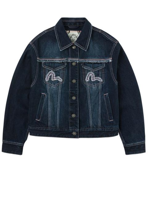 EVISU Seagull Appliqué Embroidery Loose Fit Washed Denim Jacket
