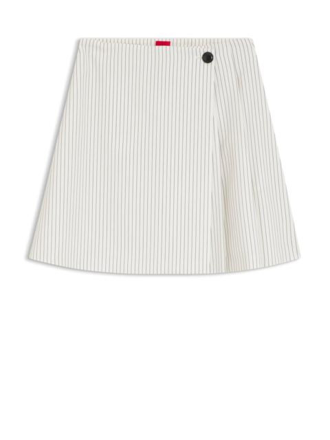 HUGO FAUX-WRAP MINI SKIRT WITH PINSTRIPE