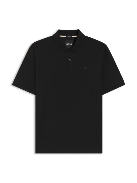 BOSS COTTON-PIQUÉ POLO SHIRT WITH DOUBLE B MONOGRAM