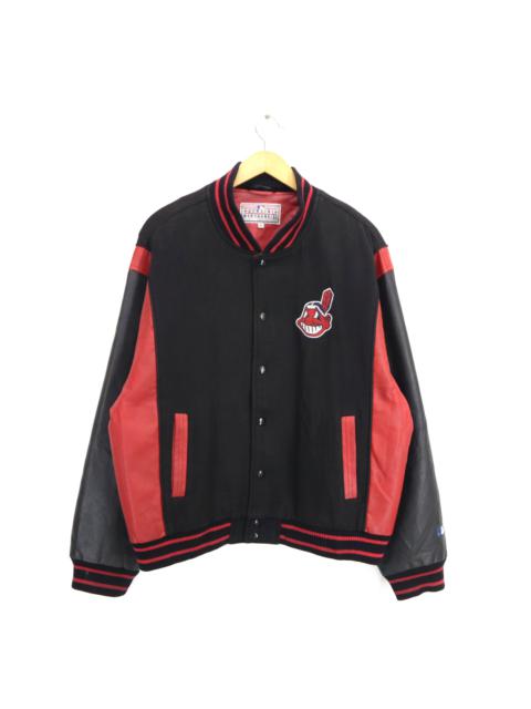 Other Designers Vintage 80s Starter MLB Indians University Wool Blend Leather Sleeve Bomber Varsity Jacket Size Extra Large