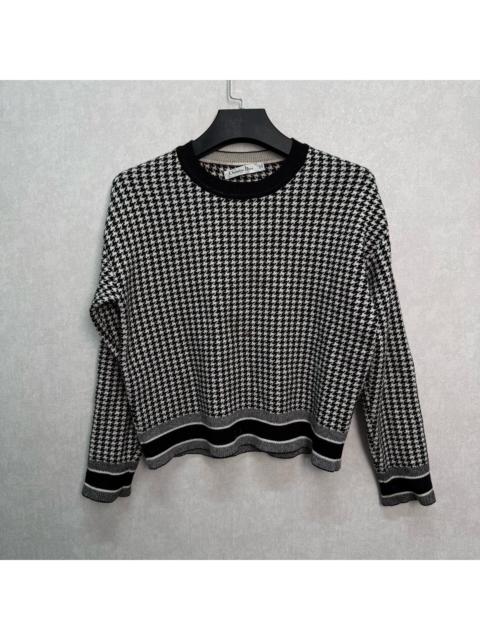 Dior Dior Black and White Houndstooth Cashmere Crew Neck Sweater