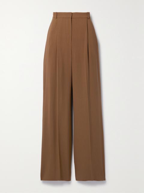 Loro Piana Jail Pleated Pinstriped Silk-blend Georgette Wide-leg Pants