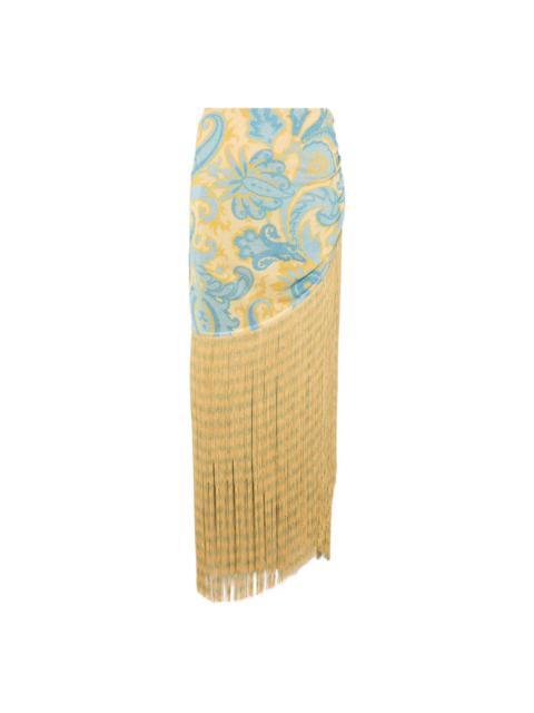 paisley-print fringed skirt