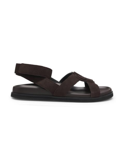 BOSS SUEDE SANDALS WITH DOUBLE B MONOGRAM