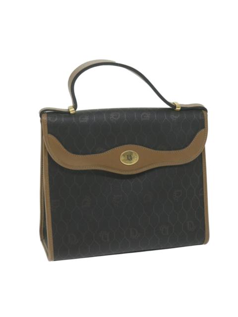 Dior DIOR Honeycomb Canvas Hand Bag Leather Black