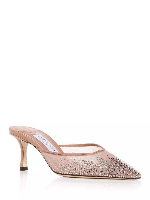 JIMMY CHOO Women's Vivi 65 Degrade Crystal Mesh Mules