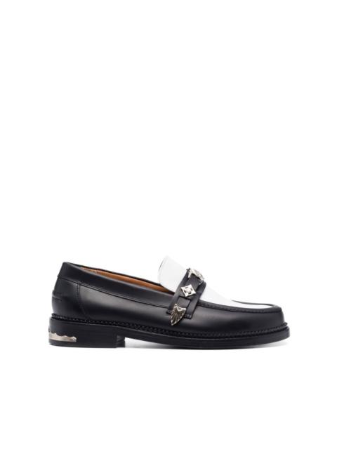 plaque-detailing two-tone loafers