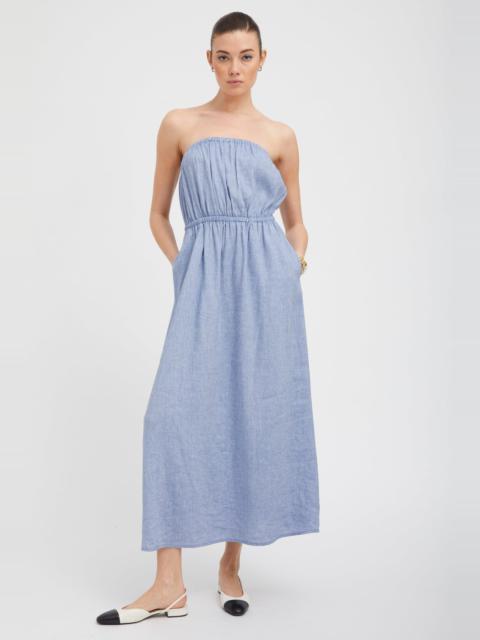 SPRWMN BLUE LINEN MARIE MAXI DRESS