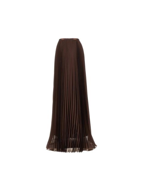Valentino Valentino Pleated Crepe De Chine Maxi Skirt Brown