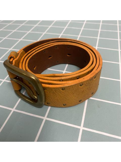 Vintage Solid Brass Tan Belt 