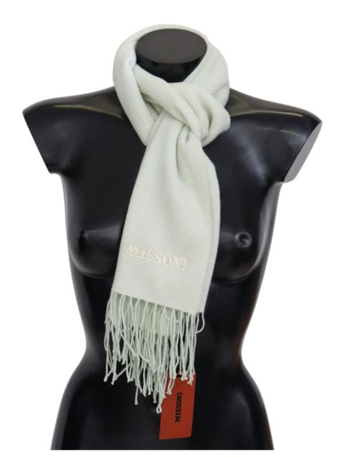 Missoni Missoni White Pattern Cashmere Unisex Wrap Fringes Scarf