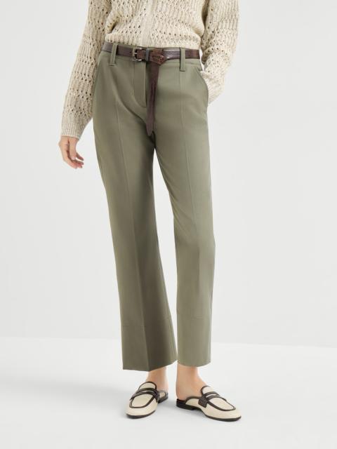 Brunello Cucinelli Stretch cotton cover kickflare cigarette trousers