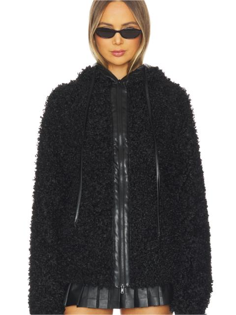 NORMA KAMALI Oversized Raglan Sleeve Zip Front Hooded Jacket