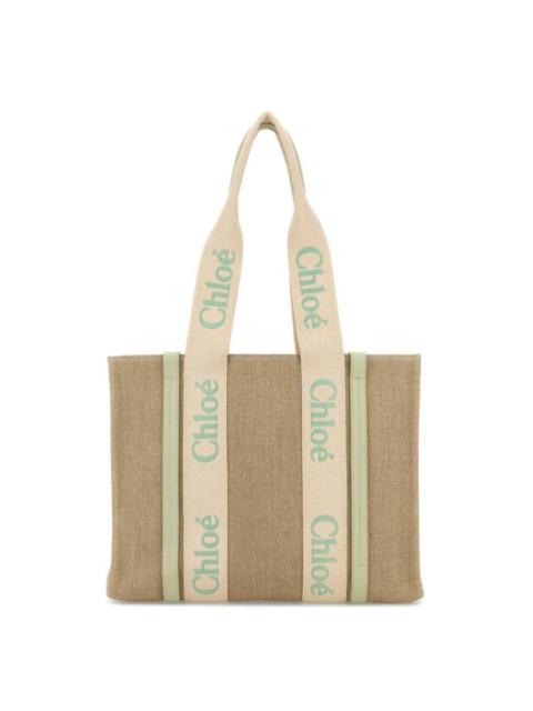 Chloé Chloe Woody Linen Shopping Bag - Light Eucalyptus