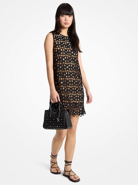 MICHAEL KORS Mirror Embellished Floral Crochet Dress