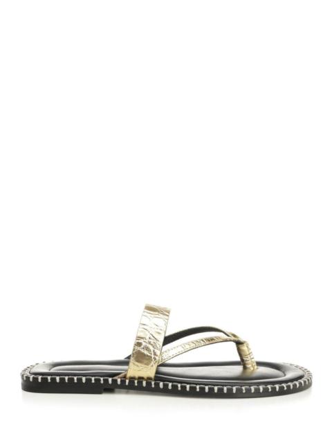 Dries Van Noten Dries Van Noten Women Metallic Leather Flip-Flops