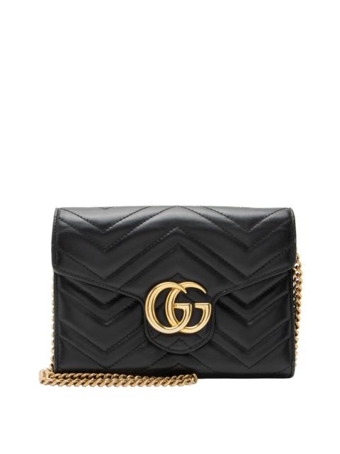 GUCCI Gucci Black Leather GG Marmont Wallet on Chain (Authentic Pre-Loved)