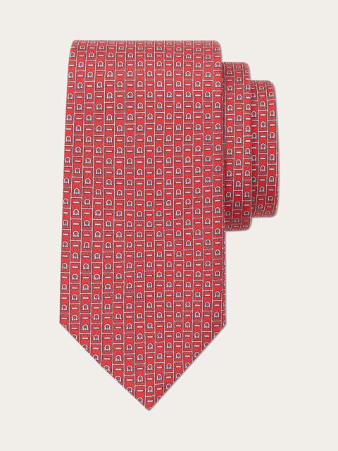 FERRAGAMO Gancini Monogram print silk tie