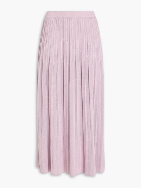 Zimmermann Metallic ribbed-knit midi skirt