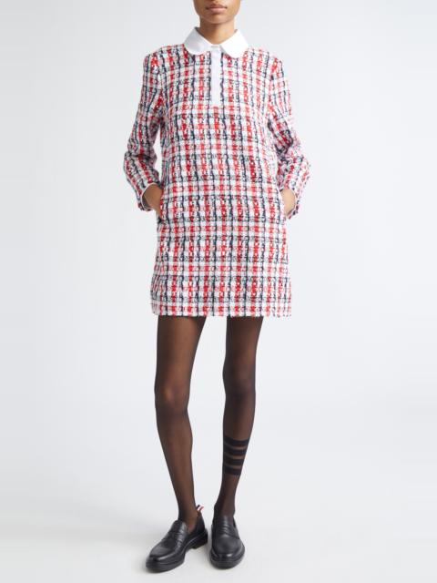 Thom Browne Thom Browne Long Sleeve Bouclé Tweed Dress in Red/White/Blue at Nordstrom