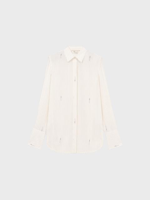 Blumarine STRIPED CRÊPE DE CHINE SHIRT WITH LOGO