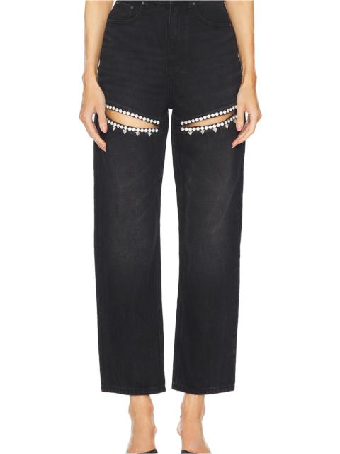AREA Crystal Slit Jeans