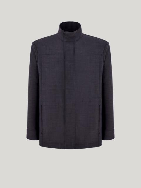 Canali BLUE WOOL FIELD JACKET WITH RAISED COLLAR AND RAIN PROTECTION TREATMENT