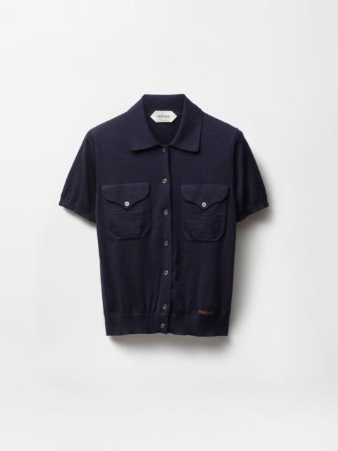 VERSACE Embroidered Wool Knit Cardigan