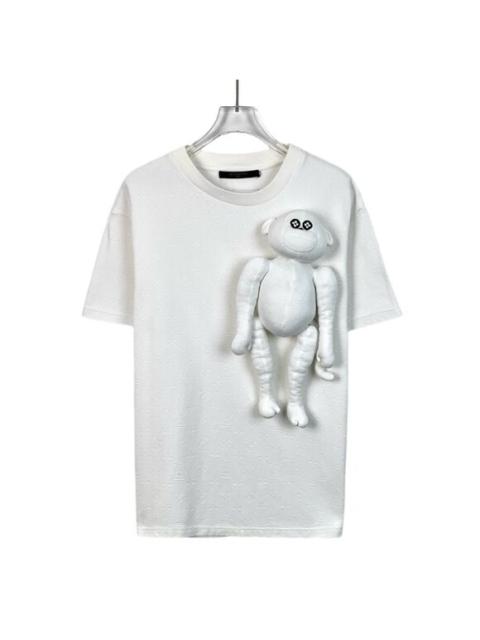 Louis Vuitton Louis Vuitton White T-Shirt With 3D Monkey Design For Adults
