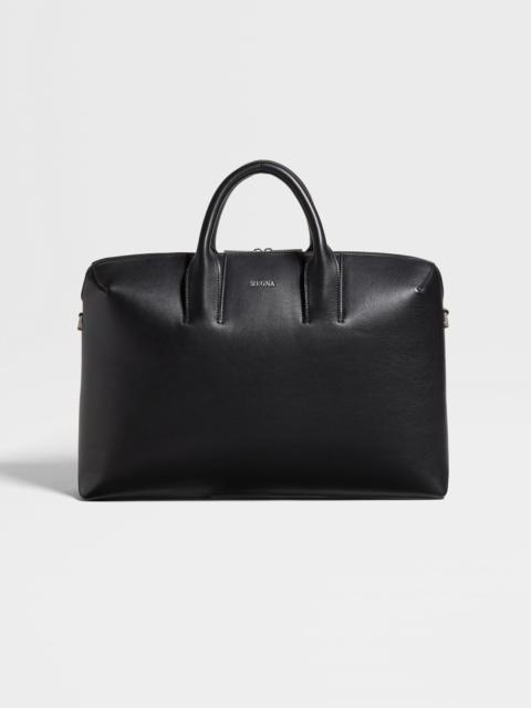 ZEGNA BLACK LEATHER BUSINESS BAG